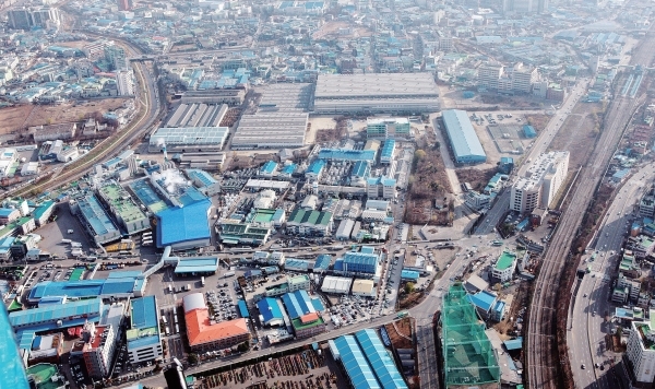 상공에서 내려본 군포시 공업지역