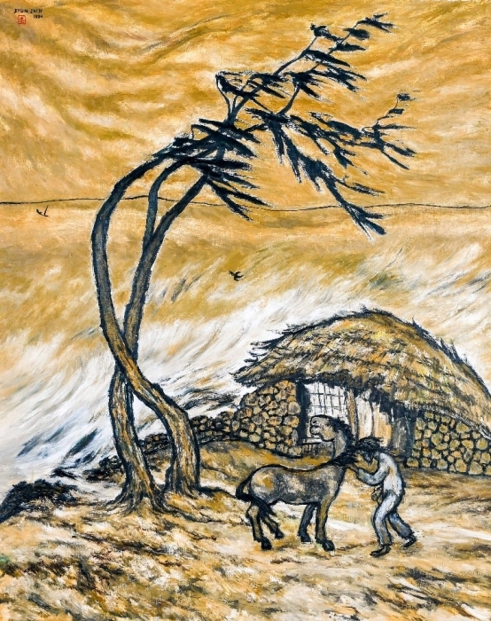 ▲ 변시지, 폭풍, 1984, Oil on canvas, 161x129cm, 63.3x50.7in