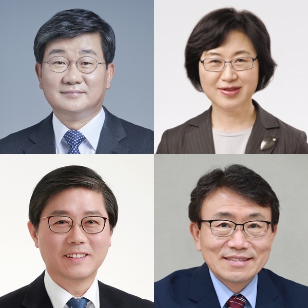 왼쪽 위부터 시계방향으로 전해철 행정안전부 장관 내정자, 정영애 여성가족부 장관 내정자, 변창흠 국토교통부 장관 내정자, 권덕철 보건복지부 장관 내정자.