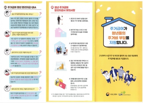 ‘청년 주거급여 분리지급’ 홍보물.