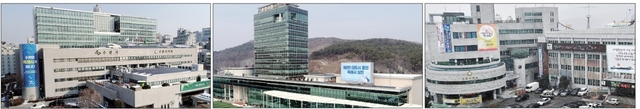 ‘지방자치법 전부개정법률’이 공포된 12일 (왼쪽부터) 수원시ㆍ용인시ㆍ고양시 청사에 각각 ‘특례시’ 확정을 환영하는 홍보물이 내걸려 있다. 그러나 오는 2022년 1월13일부터 시행되는 이 법에는 아직 구체적인 특례시 권한이 명시되지 않아 앞으로의 과제로 남아있다. 김시범기자