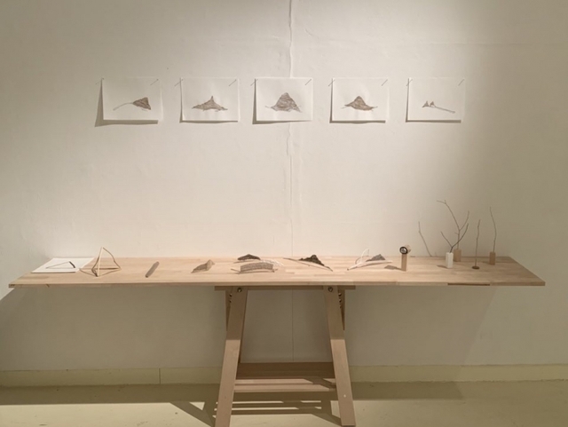 ▲ (위)반복된 삶 시리즈(drawing)_Pencil and carton on paper_200x12x38cm_2020 (아래) 반복된 삶 시리즈(3D-model)_Wood_크기는 상이함_2020