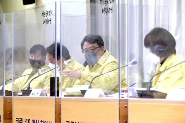 지난 29일 열린 화성시 예방접종추진단 보고회에서 임종철 화성시 부시장이 발언하고 있다. 화성시 제공