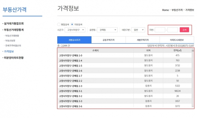 ▲ 가격정보
