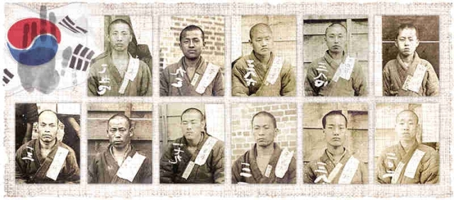 ▲ 102년전 오늘. 인천의 시민은 일제의 탄압속에서도 거리로 뛰쳐나와 자주독립을 선언하는 31독립만세운동을 했다. 일본은 평화로운 31운동을 폭력적으로 진압하고 과도하게 보안법 혐의를 적용, 인천의 독립운동가 11명이 억울한 옥살이를 했다. 사진은 김삼수 지사, 김명진 지사, 최봉학 지사, 문무현 지사, 임갑득 지사, 조명원 지사, 조종서 지사, 염성우 지사, 유학용 지사, 심혁성 지사, 유봉진 지사. (왼쪽부터 시계방향)  인천시 제공