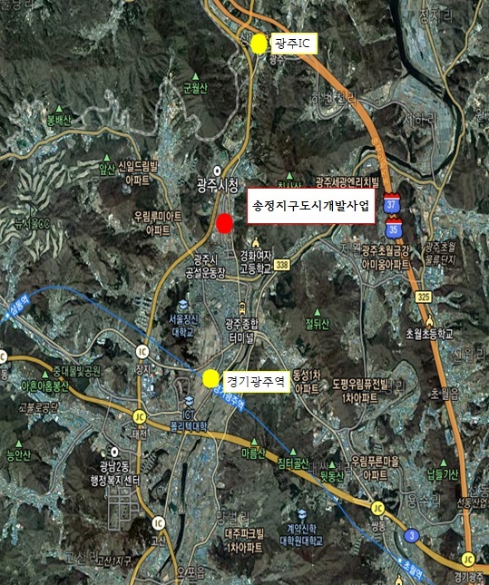 ▲ 광주시, 송정지구 도시개발사업 체비지 매각(위치도)