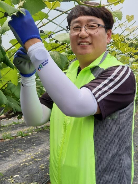 포도농가 일손돕는 원태성 과장