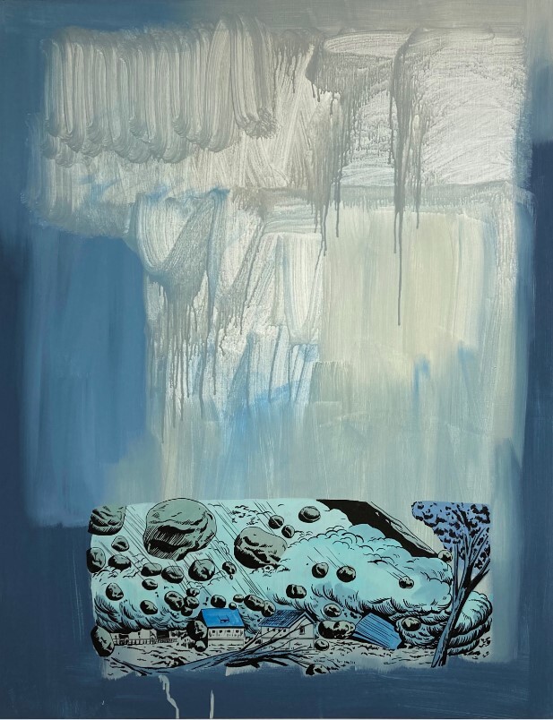 ▲ 우정수, 오버추어, 2021, 캔버스에 아크릴, 잉크, 116.8x91cm