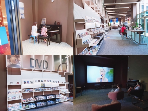 ▲DVD를 감상할 수 있는 뮤직홀과 작곡이나 피아노를 연주해 볼 수 있는 스튜디오 룸도 있다. 