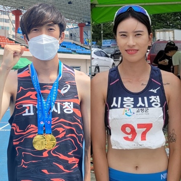 왼쪽부터 男 중장거리 2관왕 백승호, 女 단거리 3관왕 황윤경. 고양시청, 시흥시청 제공