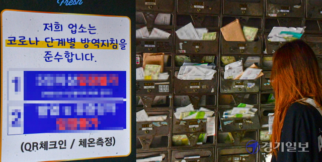 코로나19 사회적거리두기 4단계가 장기간 지속되면서 도내 소상공인들의 어려움이 커지고 있다. 29일 식당, 노래방, 주점 등이 입점해 있는 수원시내 한 건물 우편함에 각종 세금고지서, 카드 명세서 등이 잔뜩 꽂혀있다. 조주현기자