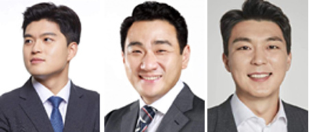 국민의힘 신임 김용태 선대위 부위원장(왼쪽부터), 함경우 공보단 부단장, 박진호 조직총괄본부장 청년보좌역.
