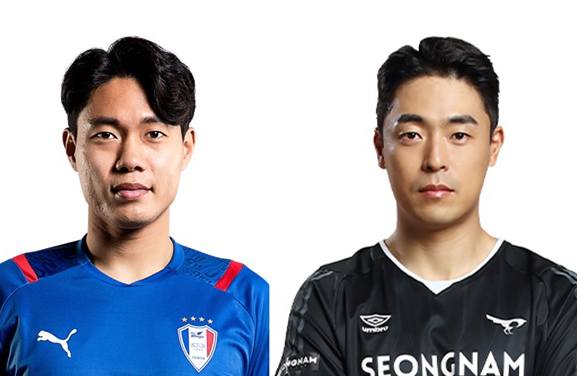 2022시즌 수원 삼성 캡틴 민상기(왼쪽)와 성남FC의 새 주장 권순형