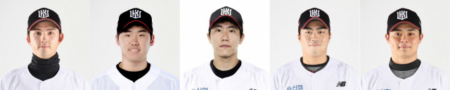 (왼쪽부터) KT 김병희, 신본기, 오윤석, 천성호, 권동진. KT 위즈 제공