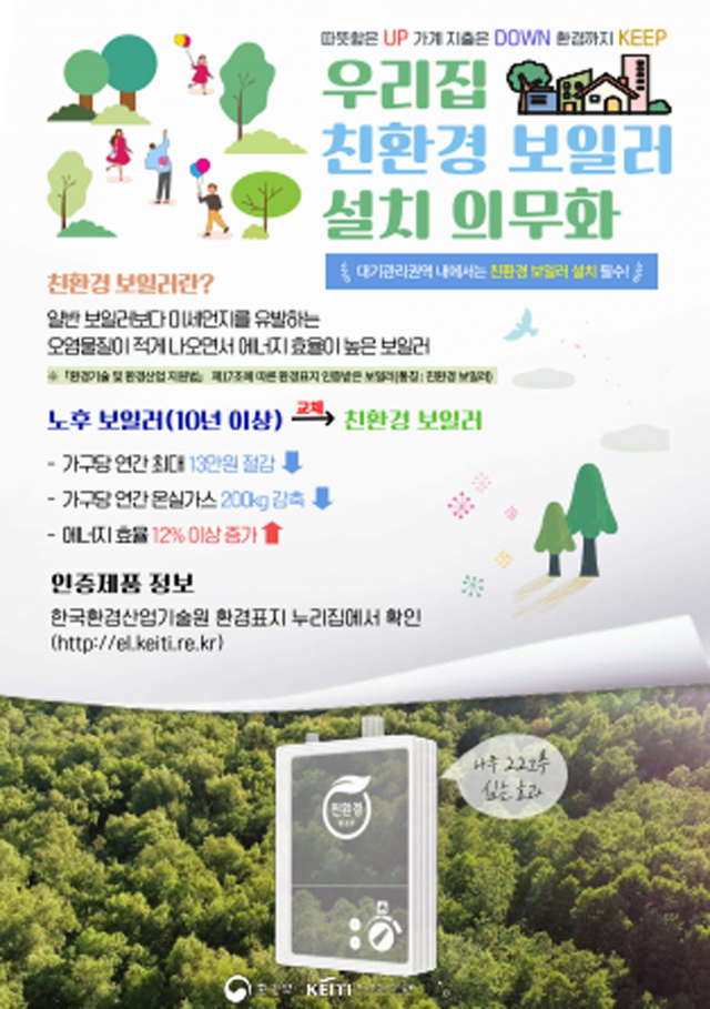 성남시가 가정용 친환경 보일러 설치사업에 7억5천만원의 예산을 투입한다. 사진은 친환경 보일러 설치 안내 포스터. 성남시