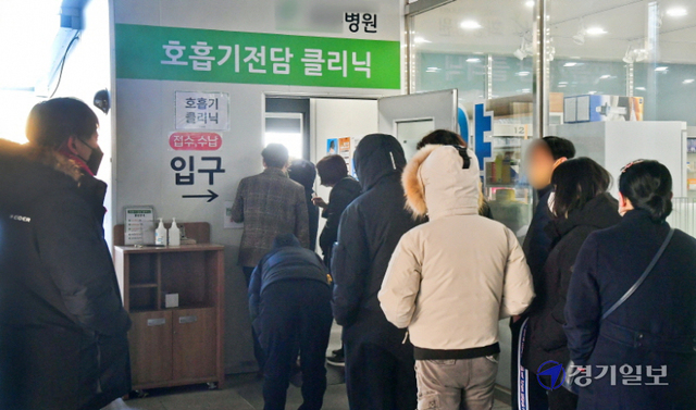 3일 오후 수원시 한 호흡기전담클리닉에서 시민들이 코로나19검사를 위해 대기하고 있다. 오미크론 변이 확산에 따라 이날부터 PCR 진단검사는 고위험군(우선검사필요군)에 집중하고 일반시민은 신속항원검사로 실시했다. 윤원규기자
