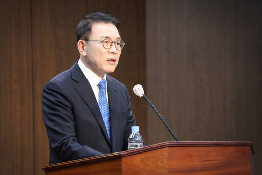 조용병 은행연합회장이 지난 1일 취임식에서 취임사를 하고 있다. 은행연합회