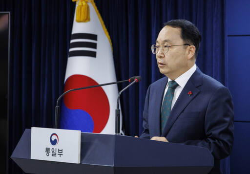 구병삼 통일부 대변인이 8일 열린 통일부 정례브리핑에서 발언하고 있다. 연합뉴스 제공