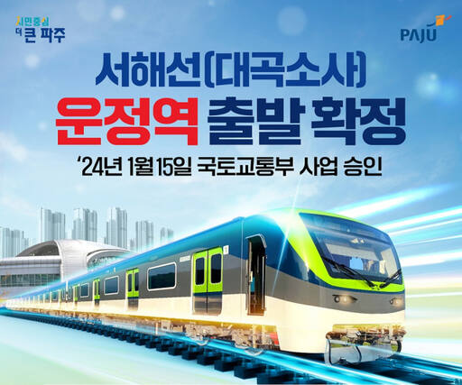 서해선(대곡소사) 운정역 출발 확정 안내 포스터. 파주시 제공