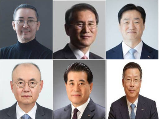 포스코그룹 차기 회장 후보군 ‘파이널리스트’에 이름을 올린 권영수 전 LG에너지솔루션 부회장(왼쪽 위부터 시계방향으로), 김동섭 현 한국석유공사 사장, 김지용 포스코홀딩스 미래연구원장, 전중선 전 포스코홀딩스 사장, 장인화 전 포스코 사장, 우유철 전 현대제철 부회장. /연합뉴스