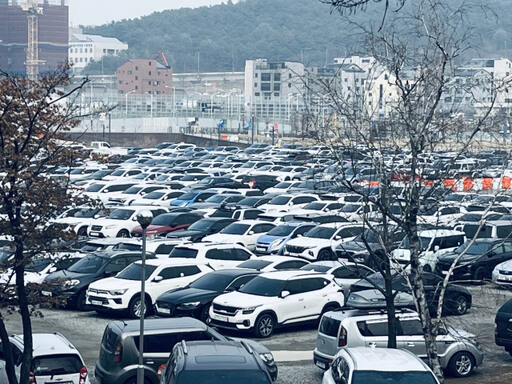 시흥시청 임시주차장에 차량들이 빼곡히 주차돼 있다. 김형수기자