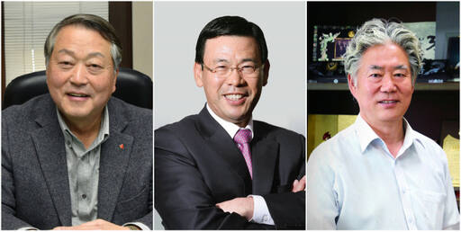 인천상공회의소 25대 회장 후보군. 왼쪽부터 심재선 24대 회장, 박주봉 대주·KC그룹 회장, 박정호 브니엘네이처㈜ 회장. 인천상의 제공