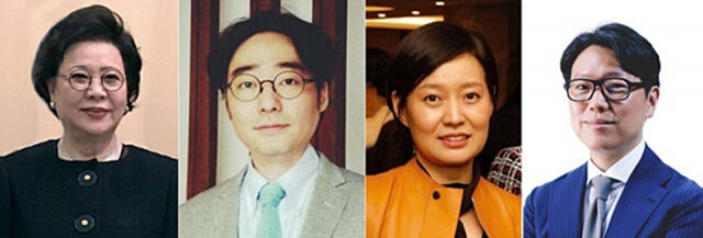 (왼쪽부터) 송영숙 한미약품 그룹 회장, 임종윤 한미약품 사장, 임주현 한미사이언스 사장, 임종윤 한미정밀화학 대표./연합뉴스