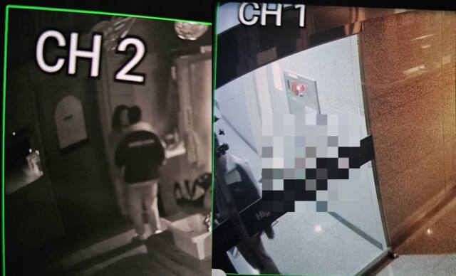 24시간 영업 중이라는 가게를 홀로 지키고 있다는 사장이 의문의 남성 등장으로 불안감을 느꼈다고 피해를 호소했다. 사진은 CCTV에 포착된 의문의 남성의 모습. 온라인 커뮤니티