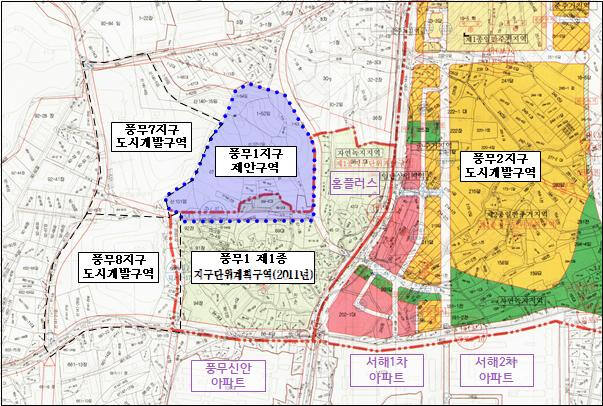 풍무1지구 도시개발사업 대상지 주변현황도. 김포시 제공