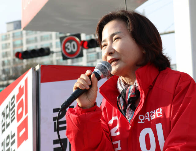 선거 유세 중인 국민의힘 이행숙 후보. 이행숙 후보 제공