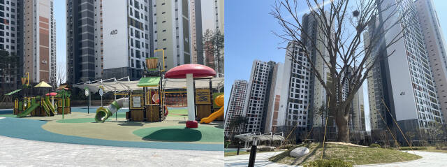 LH신혼희망타운 고양장항지구 A-4BL과 A-5BL 사이에 들어서 있는 근린공원과 느티나무. 이지민기자