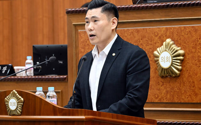 김지호 의원이 5분자유발언을 하고 있다. 의정부시의회 제공