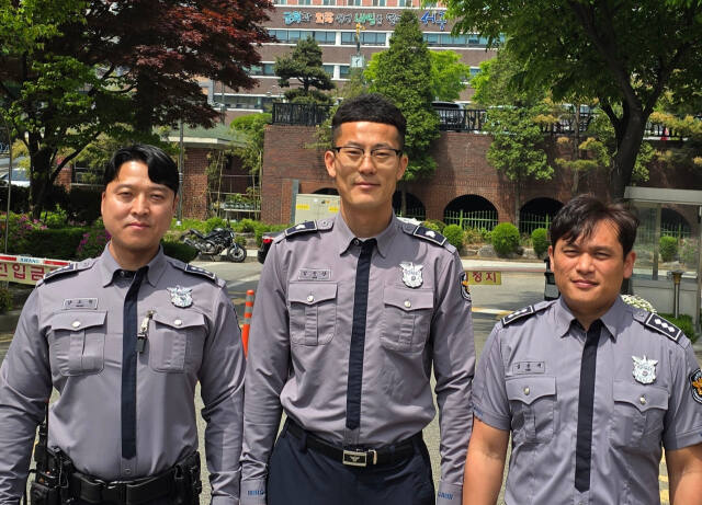 인천 서구청 청원경찰 노조 집행부. (왼쪽부터)양도현 사무국장, 김진삼 위원장, 심윤재 회계감사. 서구청 청원경찰노조 제공