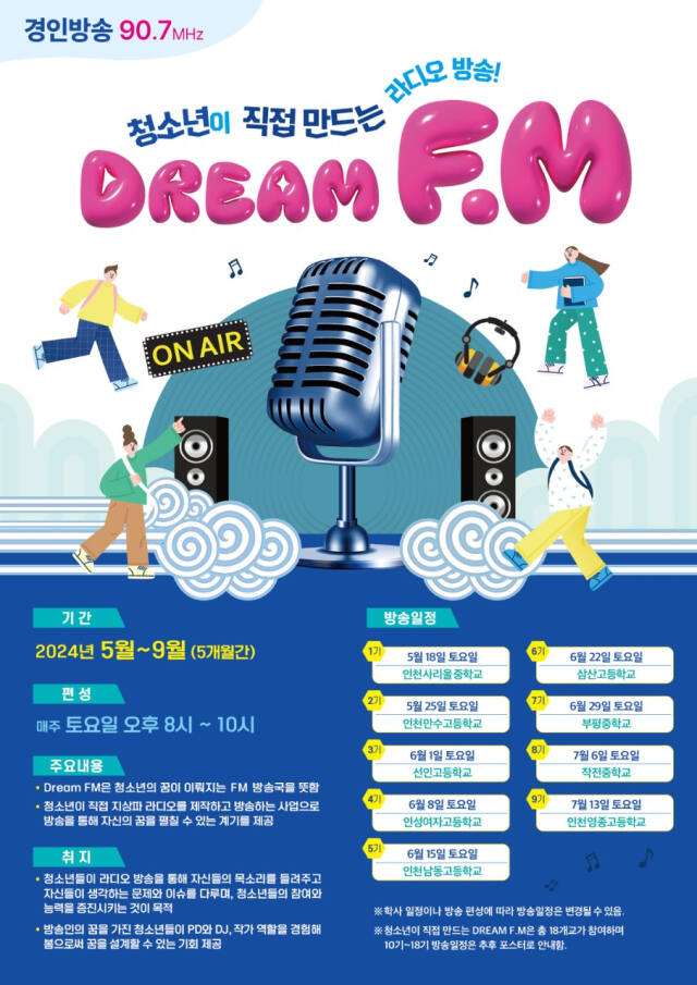 2024 청소년이 직접 만드는 라디오 방송 ‘DREAM FM’ 안내 포스터. 인천시교육청 제공