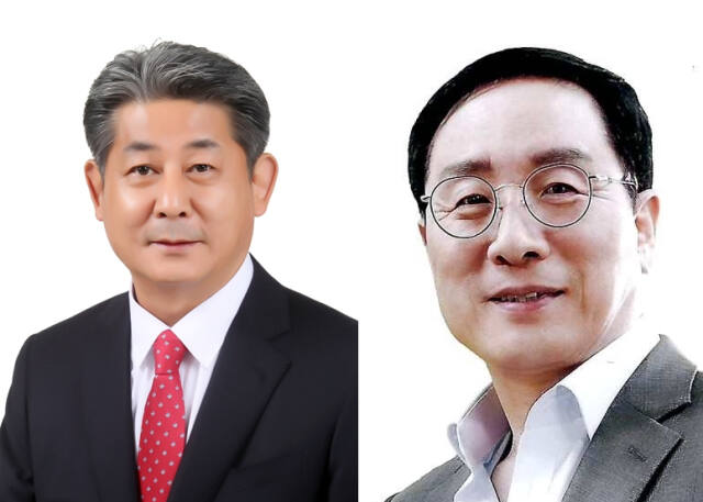 왼쪽부터 인천시의회 정해권 산업경제위원장(국민의힘·연수1)과 한민수 의회운영위원장(국민의힘·남동5). 시의회 제공