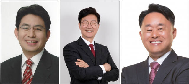 국민의힘 인천시당위원장 후보로 입길에 오르내리는 박종진 서구을 당협위원장, 손범규 남동구갑 당협위원장, 심재돈 동미추홀구갑 당협위원장. (왼쪽부터)