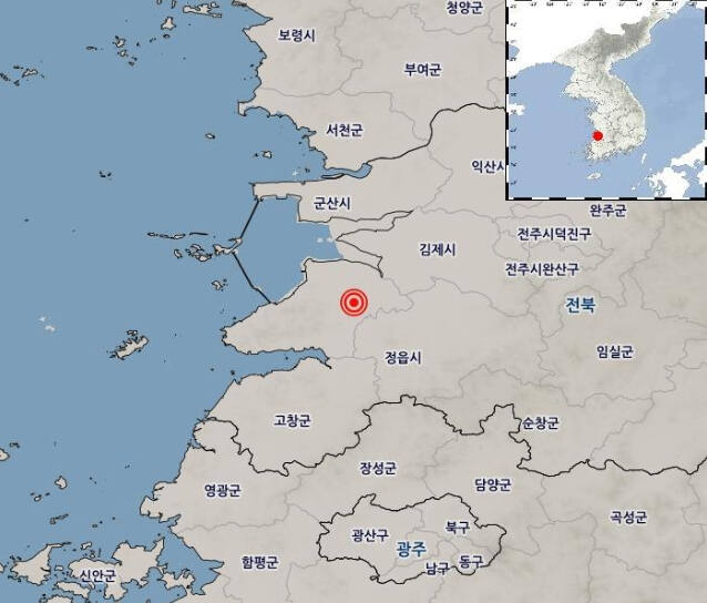 12일 오전 8시 26분 49초 전북 부안군 남남서쪽 4㎞ 지점에서 규모 4.8 지진이 발생했다고 기상청이 밝혔다. 기상청 홈페이지 캡처