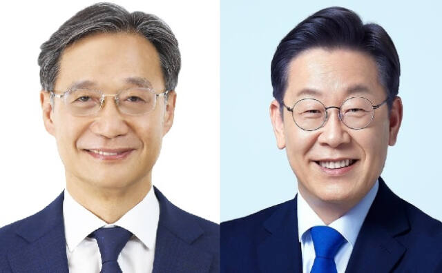 (왼쪽부터) 더불어민주당 유동수(인천 계양갑), 이재명(인천 계양을) 국회의원