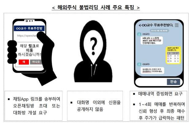 해외주식 불법리딩 사례 주요 특징. 금융감독원 제공
