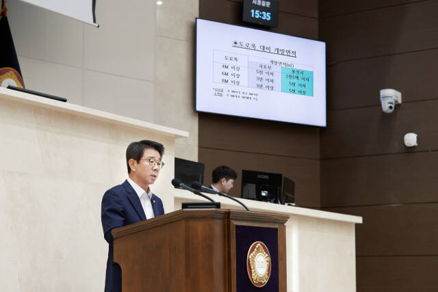 18일 오전 용인특례시의회 본회의장에서 열린 제283회 제1차 정례회 제2차 본회의에서 김윤선 의원이 시정질문을 통해 발언하고 있다. 용인특례시의회 제공
