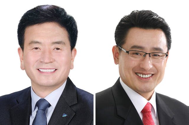 광명시의회 제9대 후반기 의장단(왼쪽부터 이지석, 김종오 의원)