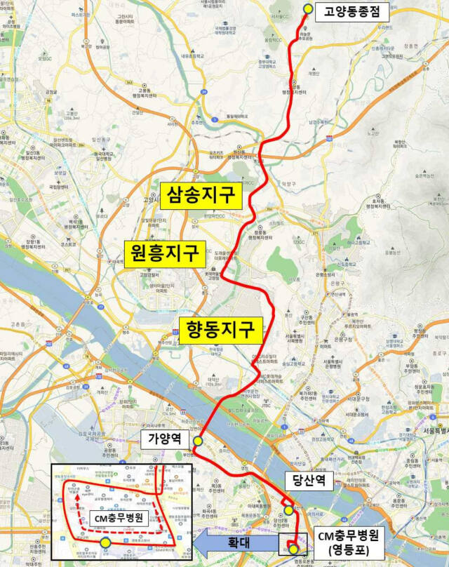 연내 운행을 시작할 예정인 신설 광역버스 노선도. 고양특례시 제공