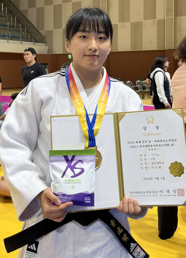 2024 하계 전국남여대학유도연맹전 여자 57㎏급서 우승한 이도현.경기대 제공