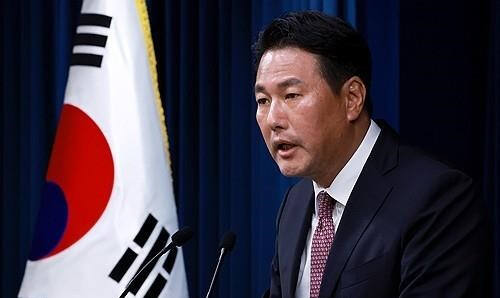 김태효 국가안보실 1차장이 5일 오후 서울 용산 대통령실 청사에서 윤석열 대통령의 북대서양조약기구(NATO·나토) 75주년 정상회의 순방 관련 브리핑을 하고 있다. 연합뉴스