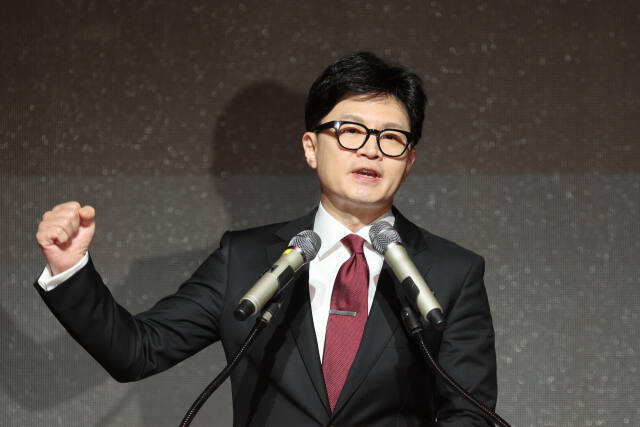 지난 8일 오후 광주 김대중컨벤션센터에서 열린 국민의힘 제4차 전당대회 합동연설회에서 정견 발표 중인 한동훈 후보. 연합뉴스