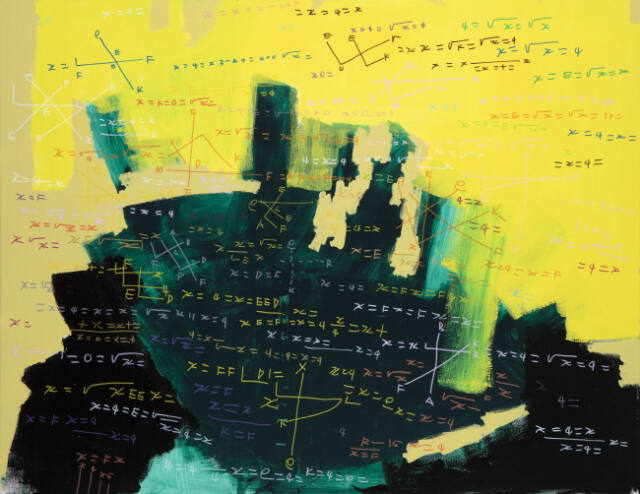 김현우 作, 가이아Gaia 수학드로잉, 2019, 캔버스에 혼합재료, 91x116.7cm. 벗이미술관 제공