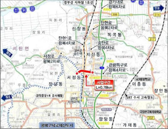 평택 고덕국제신도시와 송탄관광특구를 잇는 지하차도 . 평택시 제공