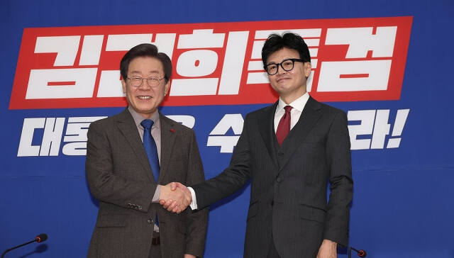 더불어민주당 이재명 당 대표 후보(왼쪽)와 국민의힘 한동훈 대표