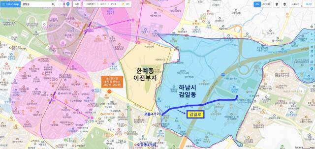송파하남선 100정거장(올림픽선수촌 교차로)과 오륜사거리 비교표. 독자 제공