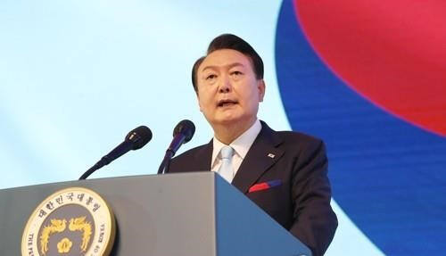 윤석열 대통령이 지난해 8월 15일 제78주년 광복절 경축식에서 경축사를 하고 있다. 대통령실 제공